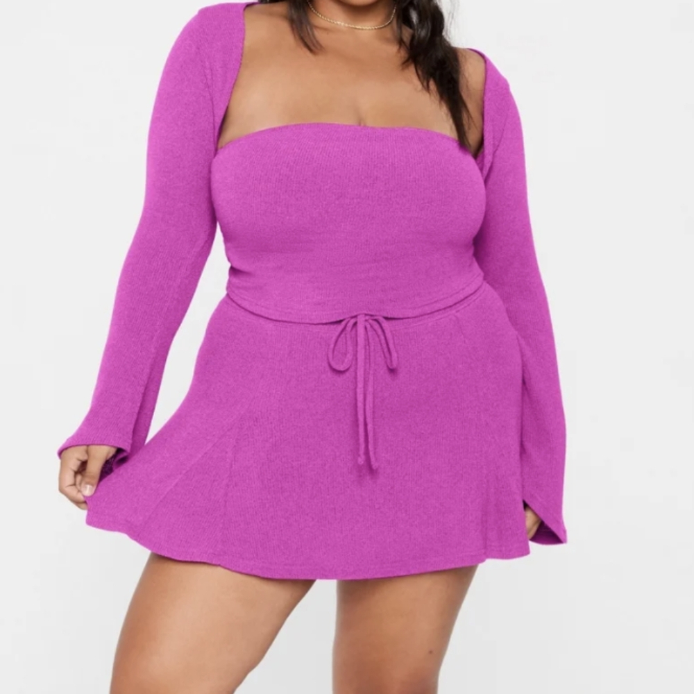 YITTY 3-Piece Breezy Knit Outfit (Shrug, Skort, Tube Top) XXL/1X New Activewear